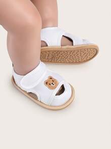 Infant Sandals, 3-6-9 Months Breathable Mesh Slippers, 1 Year Old Anti-Collision Anti-Slip Cartoon Walking Shoes - White - View 3