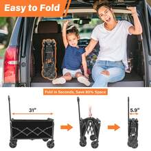 1 pieza Carrito plegable de uso pesado con capacidad de 360 Lb, ruedas giratorias todo terreno, estructura de metal y diseño deportivo para camping, jardinería, compras de supermercado, uso doméstico - Carretilla plegable portátil, Carrito plegable, Carrito de jardinería, Asa telescópica