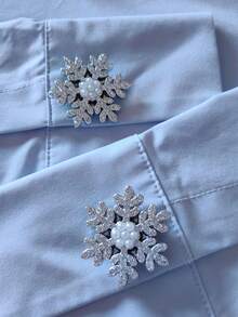 Set de 2 botones de copo de nieve elegantes de Navidad, set de botones para camisa, set de botones de clip, set elegante de gemelos con cristales, adecuado para decoración de esmoquin y vestido de boda - Flor - Ver 16