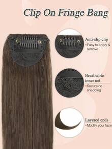 Side Air Bangs Wig Clip In, 8 Inch French Clip Front Side Bangs For Women - Daily Use Natural Hair Extension - Multicolor - View 3