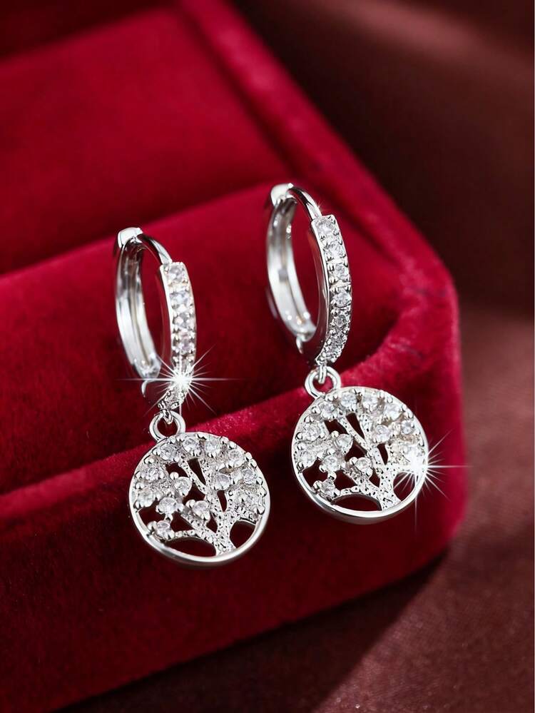 Bông tai thả cây Zirconia - Vàng - Xem 9