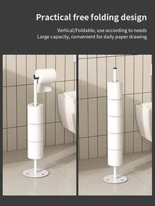 1 pièce Support de papier toilette autoportant avec base lestée et montage auto-adhésif - Distributeur de serviettes en papier moderne pour la cuisine ou la salle de bain - Gain de place, facile à installer, durable et stable pour les sols carrelés - Convient pour la maison, l'hôtel, le rangement de papier toilette - Multicolore - Voir 10