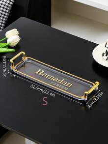 1pc Rectangular Tray With Halloween, Ramadan, Star & Moon Stickers, Multifunctional Holiday Serving Plate - Clear - View 16