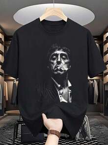 Camiseta gráfica 2025 para hombre, de algodón, con estampado de banda retro shui, camisa holgada para estilo urbano - Negro - Ver 10