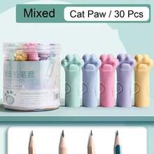 30 件可爱猫爪橡皮擦 - 柔和色彩（粉色、蓝色、绿色、黄色） - 带铅笔帽，耐用 PP 材质，适合学校、办公室、家庭 - 兼容钢笔、铅笔、马克笔 - 非常适合学生、教师、猫爱好者 - 批量文具用品、学校必需品、有趣的设计、光滑的表面、功能性配件、办公室工作人员 - 彩色 - 查看 12