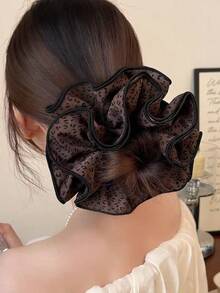 1个秋冬季Ankyla红色仿皮超大号发圈，法式复古美学高品质发圈，适合丸子头和马尾辫，发饰，发圈，休闲化妆居家健身女士配饰头饰 - 1件 - 查看 12