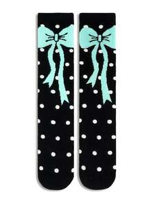 1/2/3/4/5 par skarpetek damskich do połowy łydki z kokardką, o prostym, ale eleganckim wzornictwie i właściwościach odprowadzania wilgoci. Delikatna kokardka zdobi kostkę, dodając odrobinę słodkiego uroku. Idealne na wiosnę i jesień. - Wielokolorowe - Zobacz 6