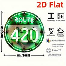 1 PC 8-Inch Round Neon Sign No. 420 Highway - Heavy-Duty Metal Structure, Visually Luminous Effect, No Batteries/Power Required - Suitable For Home, Office, Decoration For 4/20 Themed Parties - Includes Simple Installation Hardware - Weather-Resistant Indoor And Outdoor Decoration - Christmas Decoration - 1 biển nhôm - Xem 8