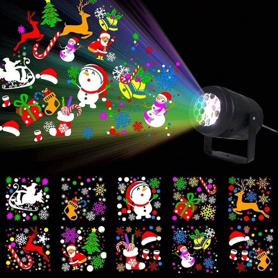 1 Proyector de copo de nieve giratorio con alimentación por USB, base giratoria 360° - Luz festiva LED de rotación automática, decoración lista para usar con inserción USB, adecuada para hogares, fiestas, bodas, Navidad, Halloween, Ramadán - Sin necesidad de pilas, iluminación LED que ahorra energía, decoración festiva, exhibición decorativa, construcción duradera, decorador de interiores, luz/lámpara para dormitorio, lámpara de mesa, luz LED, luz nocturna, decoración de habitaciones