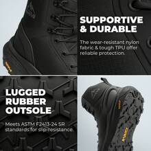 Metrostrike-Nano Men's 8" Composite Toe Safety Work Boots, Lightweight Side Zip ASTM F2412-24 & F2913-24 Boots For Construction Warehouse - Black - View 8
