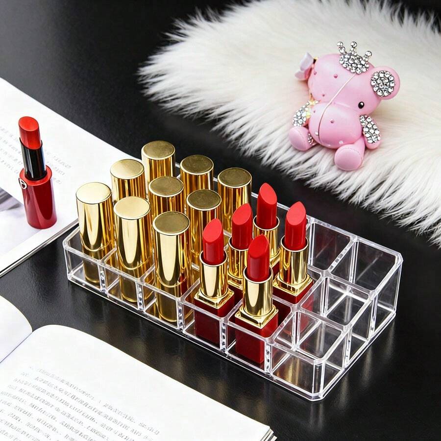 1PC Jumbo Clear Acrylic Makeup Display Case Must-Have Desktop Organizer For All Lipsticks, Lip Glosses & Nail Polishes - Clear - View 1