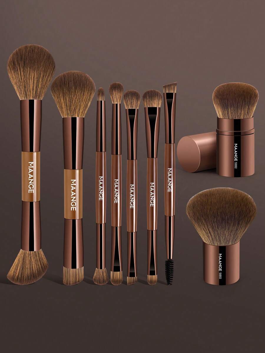 MAANGE 9件套亲肤舒适化妆刷套装，超柔软，包含粉底刷、遮瑕刷、修容刷、鼻刷，适合日常面部彩妆，粉底刷适用于液体粉底，适合女性和女孩使用。套装包含化妆刷，化妆刷套装，全套化妆刷套装，化妆套装，化妆刷套装，化妆礼品套装，赠品，专业化妆刷，全套化妆刷套装