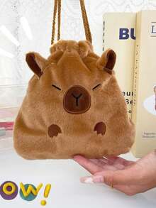 1 Stück süße Capybara Plüsch Bündel Tasche mit Kordelzug, kann Internetprominenz Delfin Schreibwaren aufheben, große Kapazität tragbare Aufbewahrungstasche