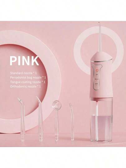 1pc Electric Water Flosser Set, Wireless Oral Irrigator With 4 Jet Tips, 360° Rotating Nozzle, Suitable For Men And Women Daily Teeth And Gum Care, Ideal Holiday Gift