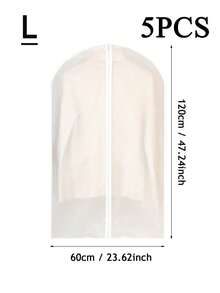 5pcs/Set Extra Large 60*140cm Travel Home Garment Storage Bags, 5 Pcs Extra Long Coat/Suit Dust Covers Foldable Semi-Transparent Clothing Organization Storage Bags, Suitable For Autumn/Winter Wardrobe - Clear - View 15