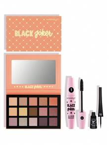 MISSLYN 3 Pieces Black Joker Eye Makeup Set Includes A Black Joker Multi-Functional Mascara; A Dip-Type Eyeliner, A Liquid Eyeliner (Long-Lasting And Smudge-Proof), And A Gel Eyeliner (Waterproof And Sweatproof); And A 15-Color Pearlescent And Matte Eyeshadow Palette For Long-Lasting, Vibrant Color, Perfect For Y2K Makeup Looks. - #1+#10+#5 - 查看 9