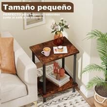Mesa Auxiliar, Mueble Para Impresora Mesa Lateral Apilable Mesas Para Jardín Mesa De Centro Mesa Auxiliar Apilable Mesa De Noche Buró Para Recámara Mesa Auxiliar Apilable 2 Set Estante Mesa Para Jardín Mesa De Centro Mesa Auxiliar - Granate - Ver 3