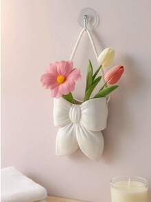 1pc Pink & White Bow Toothbrush Holder, Bathroom Countertop Toothbrush Storage Rack, Cute Bathroom Decor, Best Friend Gift, Women's Gift, Housewarming Gift - Multicolor - View 3