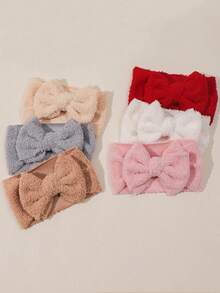 3pcs/Set Autumn/Winter New Plush Velvet Baby Headbands, Cute Bow Infant Headwraps, Solid Color Fashionable Baby Hair Accessories