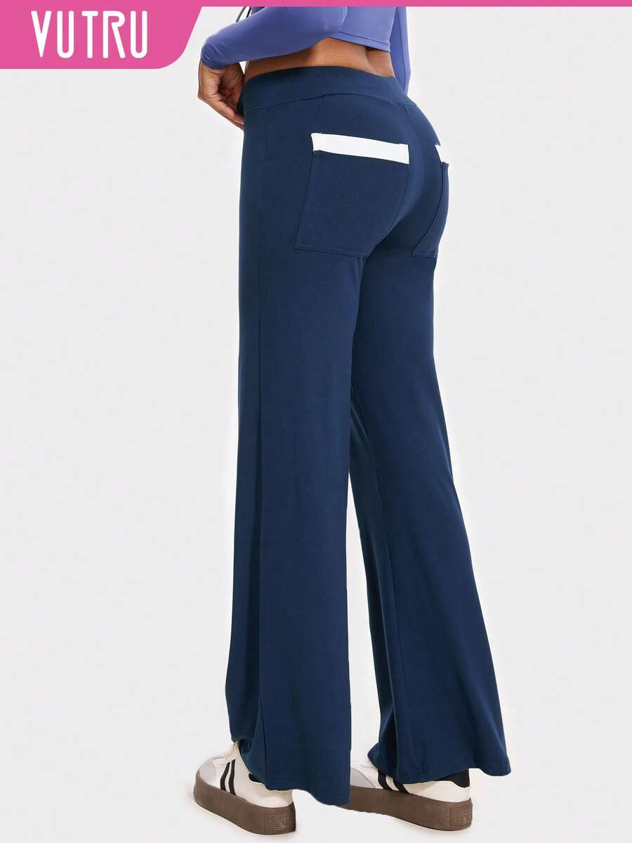 VUTRU 1 条装 休闲复古女式运动裤 低腰舒适休闲裤 - 藏蓝色 - 查看 1