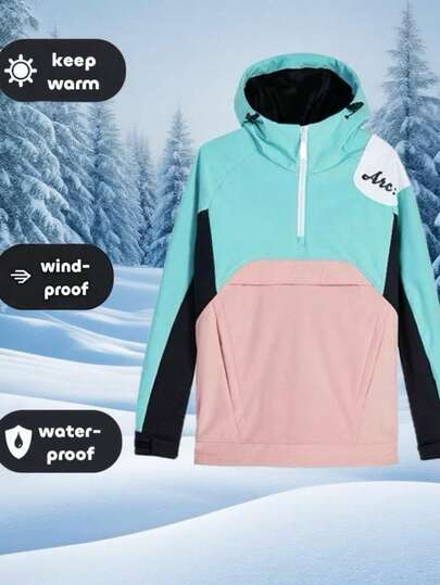 Bộ đồ thể thao năng động 1 mảnh dành cho trượt tuyết và trượt ván, áo nỉ chống thấm nước và chắn gió cho nữ, trang phục ngoài trời (không bao gồm phụ kiện), trang phục trượt tuyết mùa đông.