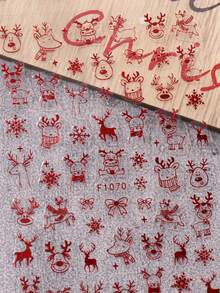 5 Peças de Adesivos de Arte de Unhas de Papai Noel Vermelho em Estilo de Desenho Animado - Design de Arte DIY para Inverno, Natal, Ano Novo, Flocos de Neve Vermelhos Fofos, Renas, Papai Noel, Pinguins, Corações, Fitas, Acessórios de Natal, Adequado para Uso Diário, Casamento e Feriados de Mulheres, Adesivos de Unhas Descartáveis, Estilo de Tema de Desenho Animado e Fofo, Fácil de Colar, Decoração de Salão de Beleza