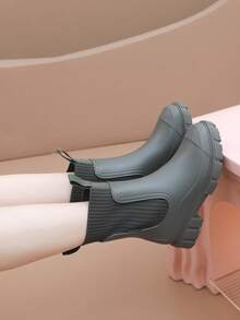 Women's Fashion Mid-Calf Rain Boots, Waterproof One-Piece Non-Slip Galoshes For Adults, Outdoor Wear