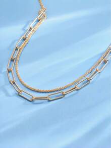 Women's Double Necklace - Two-Layer Design Gold And 925 Silver Plated, Minimalist And Elegant Style - Bạc - Xem 3