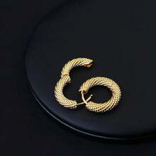 Huggie Hoop Earrings Women 18 K Gold Hoop Earrings Twisted Rope Round Hoop Earring Simple Minimalist Jewelry - 1 - Xem 2