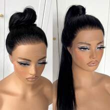 360 Straight Lace Front Wigs Glueless Long Straight Hair Lace Front Wig Pre Plucked Synthetic HD Lace Front Wig 28-32inch Natural Black,613,1B99J - Multicolor - View 9