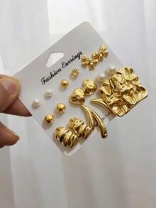 18 piezas Elegante conjunto de aretes con rhinestones y perlas falsas con diseÃ±os de mariposa, corazÃ³n y geomÃ©tricos, regalo de joyerÃ­a de moda para mujeres, adecuado para citas, fiestas, cumpleaÃ±os, vacaciones y uso diario