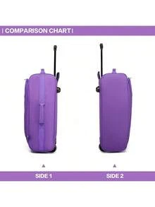 20-Inch Carry-On Suitcase, Lightweight Small Soft-Sided Trolley, 2 Wheels, Front Opening With Telescopic Handle, Suitable For Single Travelers, Men And Women, Weekend/Overnight Stay - 紫色 - 查看 3