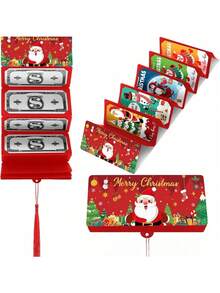1pc Santa Claus Dollar Bill 10-Slot Red Envelope Gift Bag, Christmas Holiday Party, Gift Cash Money Box, Christmas Decoration, Christmas Party Favor, Holiday Party Gift - Multicolor - View 12
