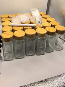 6件/12件/18件/24件竹木调味瓶，方形瓶，调味罐，香料瓶，穿孔粉末撒播罐，120毫升/4.05盎司EPE泡沫，带5层牛皮纸包装，确保运输 - 數量 - 查看 17