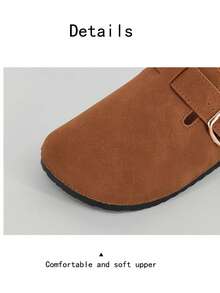 2025 Spring Women's Thick Sole Slip-On Mule Sandals, Metal Buckle Decor, Retro Style, Casual Slip-On Loafers, Durable Slippers - Gold - View 2