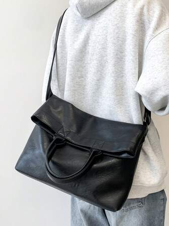 Korean Style Handbag Shoulder Bag Tote Bag, Unisex Design, Large Capacity, Suitable For Commuting