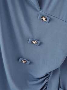 INCERUN Fashion Mens V-Neck Buttons Long Sleeve Pleated Party Casual Loose Blouse Office Work Solid Shirt Tops - 藍色 - 查看 10
