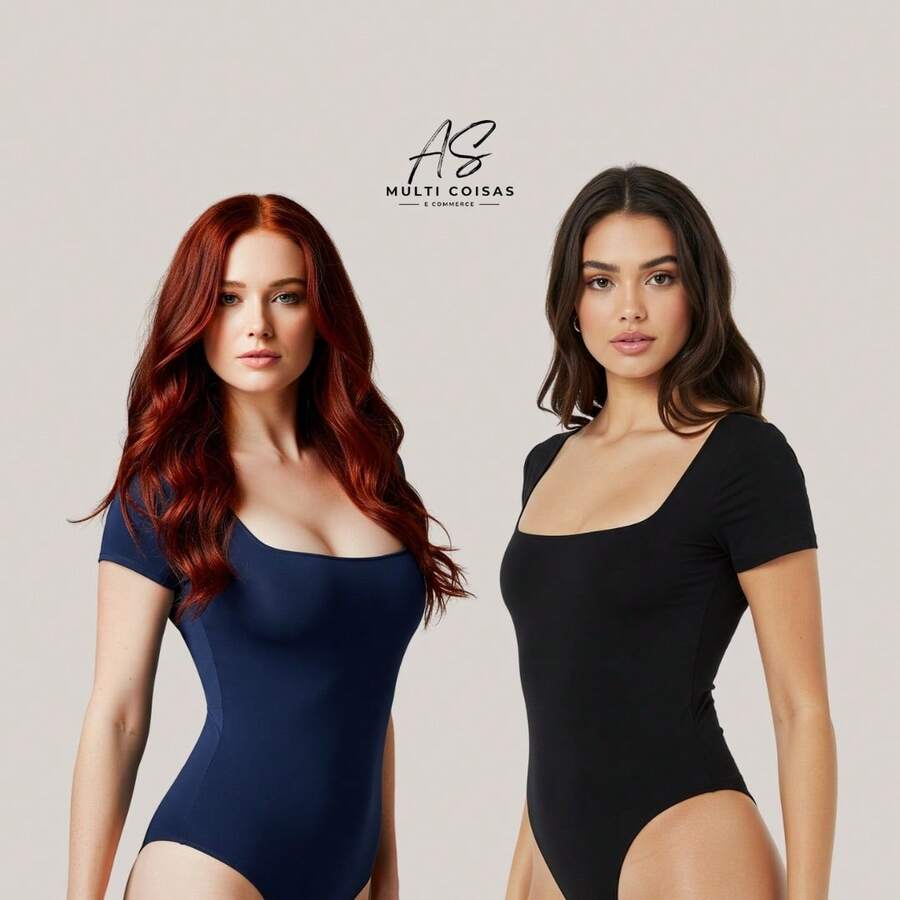 KIT WITH 2 SHORT SLEEVE BODYSUITS WITH ZIP AND DOUBLE LINING IN SUPLEX FABRIC - BLUE/BLACK - View 1