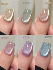 XEIJAYI 6pcs Bubble Sweet Summer Cat Eye Nail Polish Gel Set 2025 New Style Blue Pink Cat Eye Nail Art Suitable For Women's Nail Salon Design - Nhiều màu - Xem 6