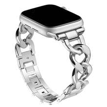 1pc Fashionable Metal Chain Smart Watch Band, Compatible With Apple Watch 38/40/41/42/44/45/46/49mm, Suitable For Apple Watch Ultra/SE/Series 10/9/8/7/6/5/4/3/2/1, Adjustable Length, Great Gift For Friends And Girlfriends (Band Only, Watch And Case Not Included) - Silver - View 1