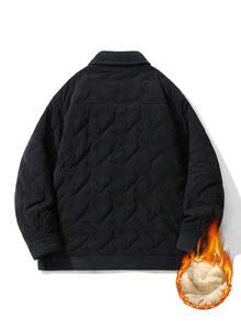 加大码保暖加厚灯芯绒开衫外套，适合冬季穿着 - 黑色 - 查看 2