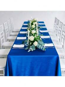 1 pièce Grande nappe bleu royal élégante et de luxe pour mariages, banquets, événements formels - Décoration de fête de luxe, nappe facile d'entretien, parfaite pour les douches de mariée et les occasions spéciales, nappes de mariage, décoration d'intérieur - bleu indigo - Voir 8