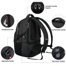 1PC Bagsure Travel Laptop Backpack, Business Water Resistant Laptop Backpack With USB Charging Port, College Bag For Men & Women - 黑色 - 查看 3