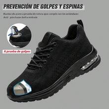 Zapatillas deportivas de hombre de estilo casual con cordones, ojales metálicos y suela acolchada, de unicolor y estilo cargo - Azul Marino - Ver 4