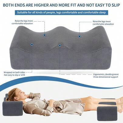 1pc Comfortable Leg Elevation Pillow, Reduces Lumbar Pressure, Leg Rest For Sleeping, Use On Bed, Sofa And Recliner, Non-Slip Bottom And 2 Adjustable Straps