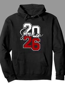 Class Of 2026 Graduation Hoodie - Senior Year Pullover Sweatshirt With Bold '26' Design, Heavyweight 250gsm Hooded Sweatshirt For Men, Graduation Party Outfit, College Apparel - Ideal Graduation Gift For Class Of 2026, Senior Year Clothing, Casual Wear, Durable Fabric, Quality Print Design, School Spirit Wear, Long Sleeve Top, Highquality Print, Unisex Sweatshirt, High School Seniors, New Year Black 250gsm,Fall Hoodies,Men's Fall Clothes,Street Wear,Halloween,Mens Hoodies,Y2k Clothes,Jesus Hoodie,Thanksgiving Day,Nightmare Before Christmas,Christmas - 黑色 - 查看 1