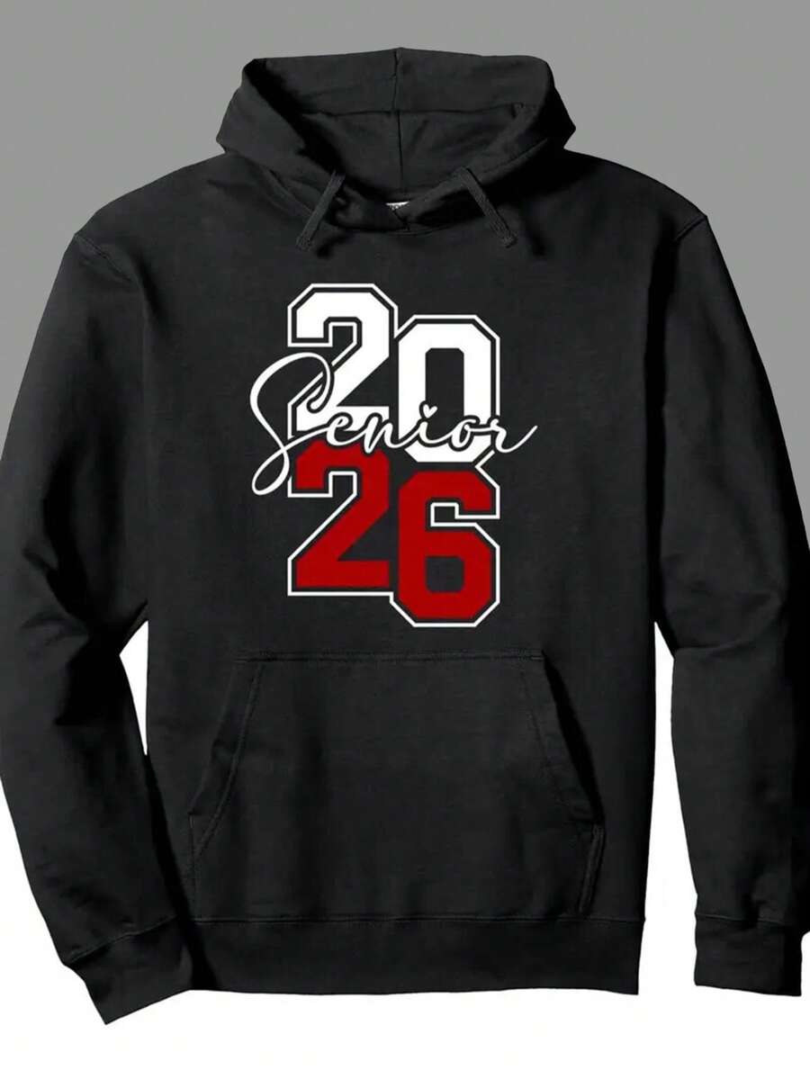 Class Of 2026 Graduation Hoodie - Senior Year Pullover Sweatshirt With Bold '26' Design, Heavyweight 250gsm Hooded Sweatshirt For Men, Graduation Party Outfit, College Apparel - Ideal Graduation Gift For Class Of 2026, Senior Year Clothing, Casual Wear, Durable Fabric, Quality Print Design, School Spirit Wear, Long Sleeve Top, Highquality Print, Unisex Sweatshirt, High School Seniors, New Year Black 250gsm,Fall Hoodies,Men's Fall Clothes,Street Wear,Halloween,Mens Hoodies,Y2k Clothes,Jesus Hoodie,Thanksgiving Day,Nightmare Before Christmas,Christmas - 黑色 - 查看 1