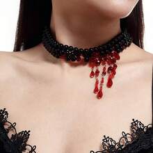 1 Pcs Dripping Blood Imitation Pearl Necklace Niche Personality Shopping Hip-Hop Girl Style Collarbone Chain - 滴血腰鍊-X5980 - 查看 10