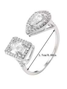 1 Peça Anel Aberto de Cobre Luxuoso e da Moda com Micro Incrustação de Zircônia, Elegante Qualidade Ajustável para Mulheres, Adequado para Casamento, Festivais e Eventos
