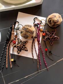 1PC Y2K Leopard Hairball Badminton Leather Heart Bag Accessories Keychain Accessories Car Pendant Can Be Used For Bag Pendant Pendant. Gifts Valentine's Day Stylish For Teen Girls Women College Students Teacher White-Collar Workers Rookies & White-Collar Workers Gift Accessories Decor Present Car Accessories Women Key Chain Charms Back To School Supplies Gifts For Teachers